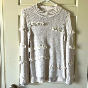 Loft sweater, XS. White with bell sleeves and fun details